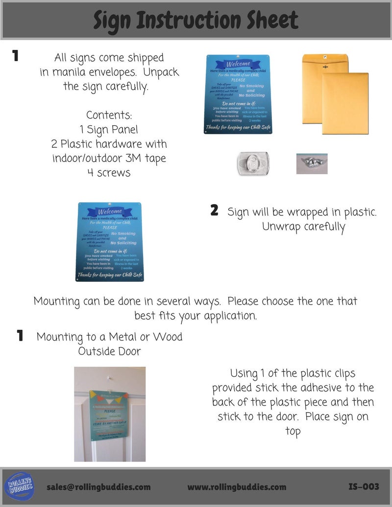 Rolling Buddies Autism Child Door Sign - Blue - Image 5